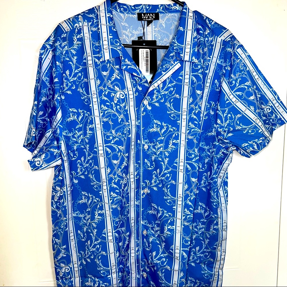 Stunning blue and white button down shirt